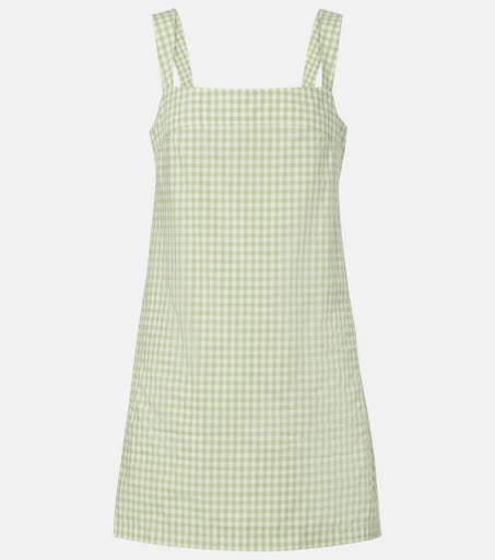 Sloan gingham cotton-blend minidress in green - Simkhai | Mytheresa