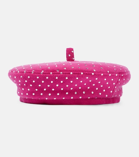 Embellished wool-blend beret in pink - Ruslan Baginskiy  display picture 1