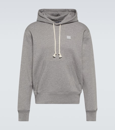 Face cotton hoodie in grey Acne Studios Mytheresa