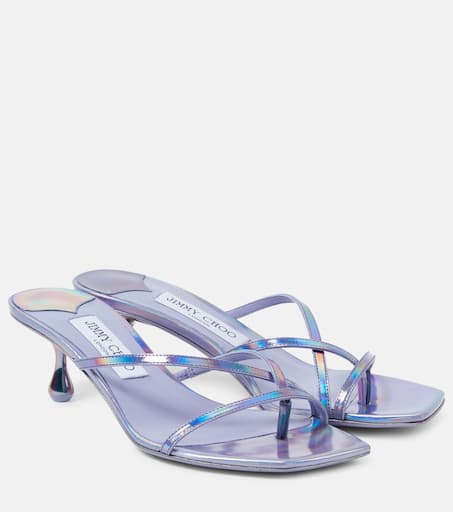 Etana 50 metallic leather mules in purple - Jimmy Choo