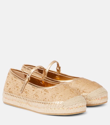 ◆正規品・新品◆Jimmy Choo(ジミーチュウ)'aciel' Espadrilles Aciel leather-trimmed espadrilles in gold - Jimmy Choo