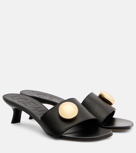 Pebble 45 leather mules in black - Loewe | Mytheresa