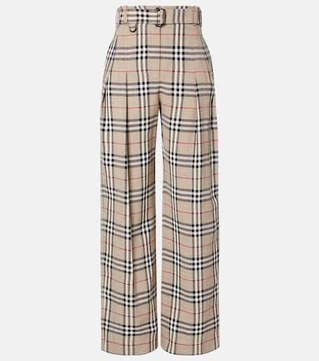 Burberry Check belted wide-leg pants in beige - Burberry