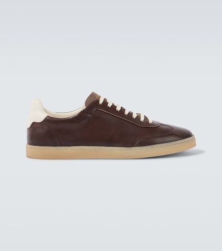 Leather sneakers in brown - Brunello Cucinelli | Mytheresa