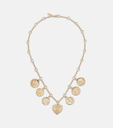 Love 18kt gold charm necklace with diamonds