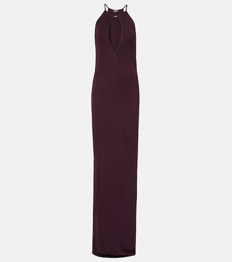 tom ford halter dress HALTERNECK EVENING DRESS WITH RUFFLE DETAIL