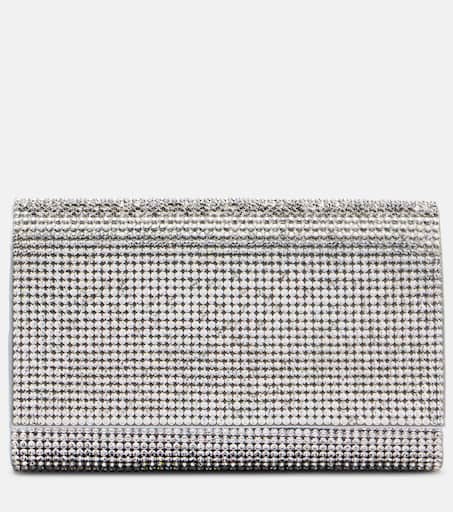Fizzy crystal-embellished clutch in silver - Judith Leiber Couture