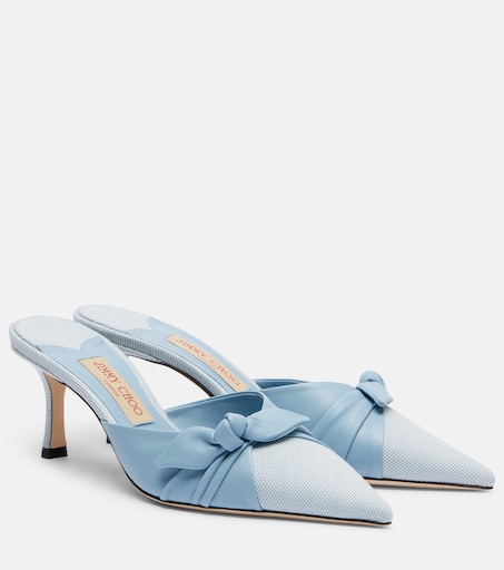 未使用　JIMMY CHOO 水色 ポインテッドトゥ ミュール 37.5 Livi leather and canvas mules in blue - Jimmy Choo | Mytheresa