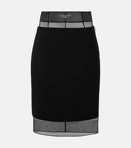 スカート PRADA Prada Virgin Wool Midi Skirt (P103ZESOOO 17N1 F0480) Prada Wool Midi Skirt | Brown | FARFETCH