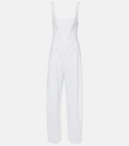 オールインワン・サロペット STELLA MCCARTNEY LINEN BLEND SANGALLO BUSTIER JUMPSUIT Linen and cotton jumpsuit in white - Stella Mc Cartney