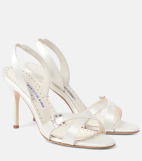 Ramisli embellished satin slingback sandals in grey - Manolo