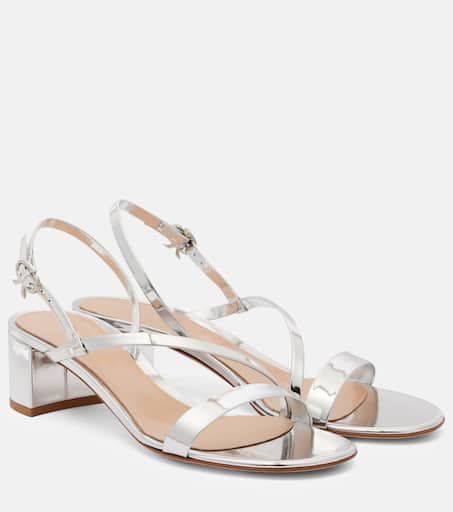45 metallic leather sandals in silver - Gianvito Rossi