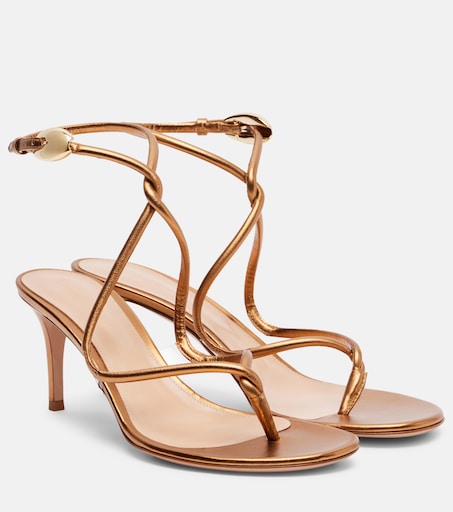 Jungle Mamba 70 leather sandals in gold - Gianvito Rossi | Mytheresa