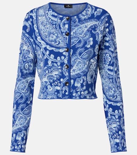 Paisley cropped jacquard cardigan in blue - Etro | Mytheresa