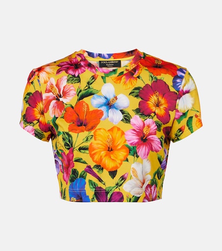 Dolce & Gabbana フラワープリント 半袖トップス 36 Floral cotton crop top in multicoloured - Dolce Gabbana | Mytheresa