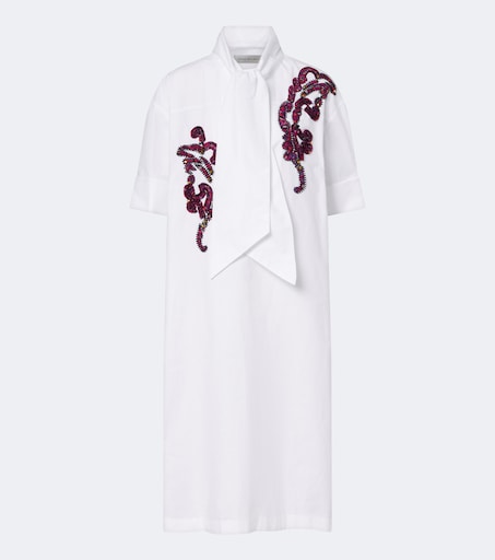 Embroidered cotton poplin midi dress