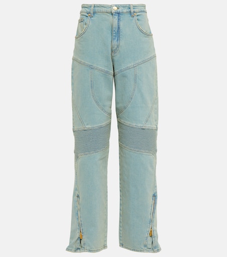 Blumarine - Paneled high-rise wide jeans