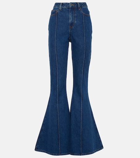 High-Rise Flared Jeans in Blau - Self Portrait | Mytheresa