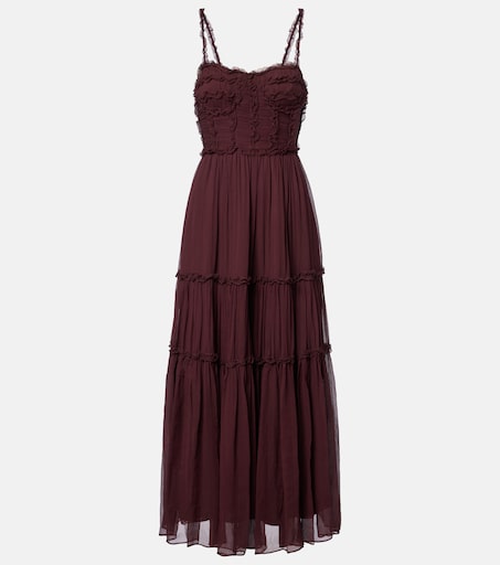 forever be burgundy floral jacquard ruffled maxi dress A-Line Tea-Length Jacquard Wedding Guest Mother of the Bride Dress COCOMELODY CM0425, Dark Navy Floral