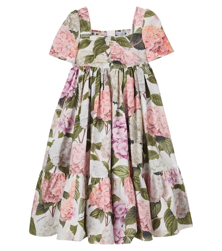 Floral cotton poplin dress in white - Dolce Gabbana Kids | Mytheresa