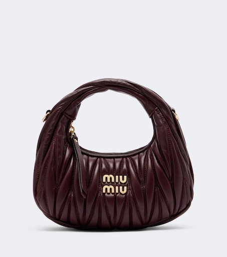Wander Mini matelassé leather top-handle bag in burgundy - Miu Miu