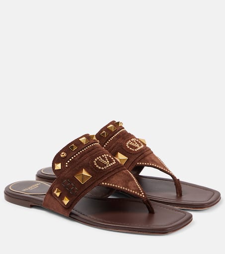 サンダル・ミュール VALENTINO Brown suede Plaster Caster sandals P01000486.jpg