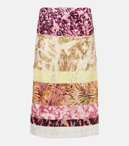 Colorblocked gathered midi skirt in multicoloured - Dries
