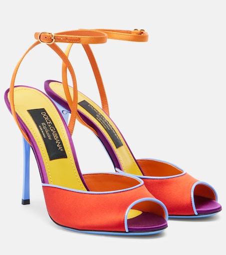 Keira satin slingback sandals in multicoloured - Dolce Gabbana