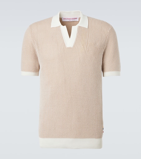 Horton crochet cotton polo sweater in beige - Orlebar Brown