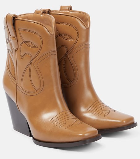 ショートブーツ・ブーティ Stella McCartney Cowboy Boots in Black Synthetic Leather Black Cowboy Ankle Boots by Stella McCartney on Sale