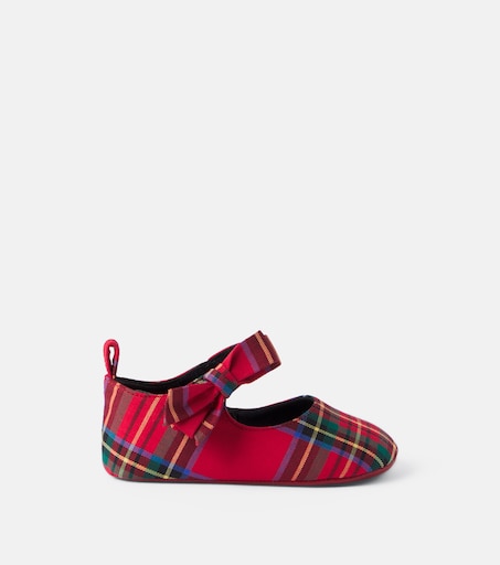 Christian Louboutin Kids 유아 Lou Babe 체크 메리제인 플랫 슈즈