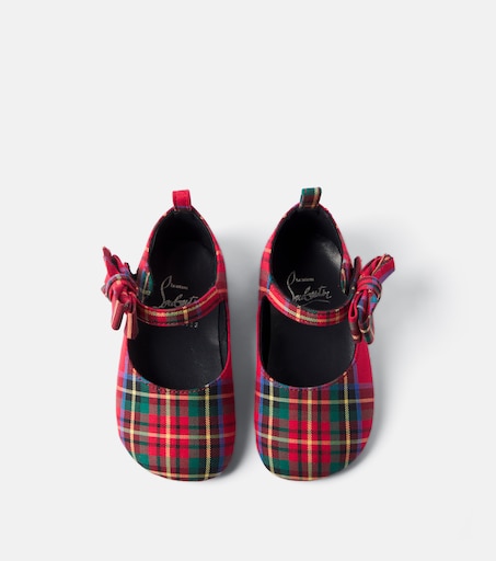 Christian Louboutin Kids 유아 Lou Babe 체크 메리제인 플랫 슈즈