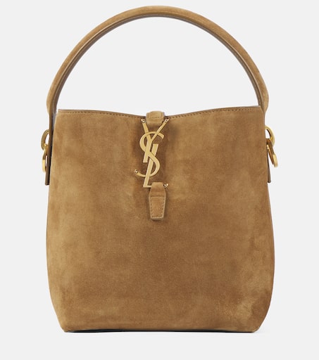Le 37 Small suede bucket bag in beige - Saint Laurent