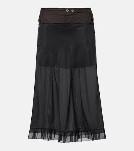 MM6 Maison Margiela Black Paneled Midi Skirt for Women