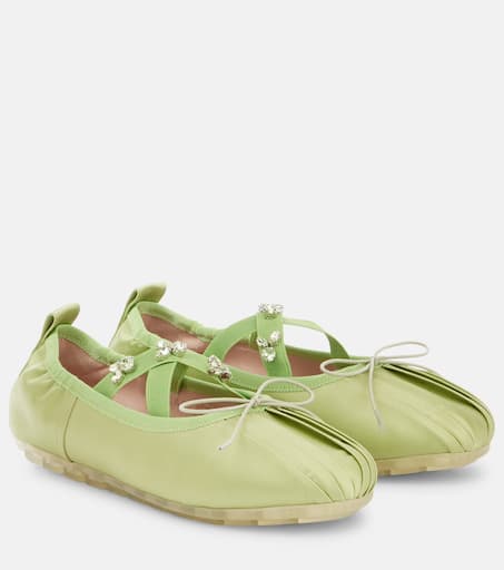 スニーカー SIMONE ROCHA TRACKER SATIN FLATS Tracker leather-trimmed Mary Jane flats in pink - Simone