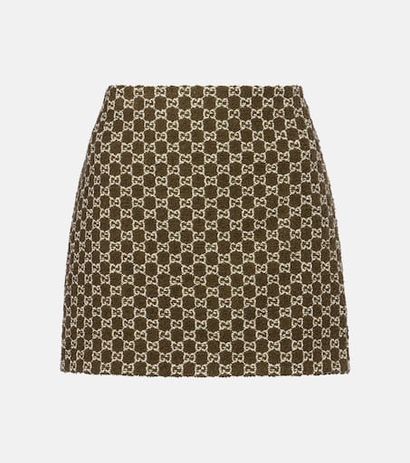 GG tweed miniskirt in green - Gucci | Mytheresa