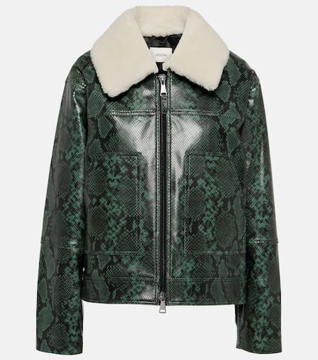 【希少】LOEWE green patent leather jacket Turn-up jacket in nappa lambskin Green - LOEWE