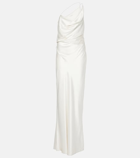 Robe Silvia Tcherassi Mi-longue Asymétrique Ceinturée Soie Stretch Blanche - Taille M - Neuve