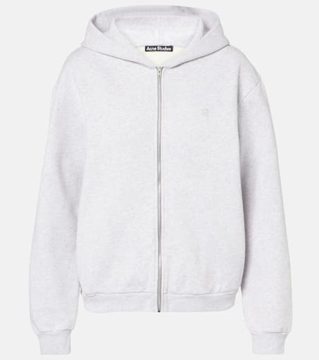 Cotton jersey zip-up hoodie in grey - Acne Studios | Mytheresa
