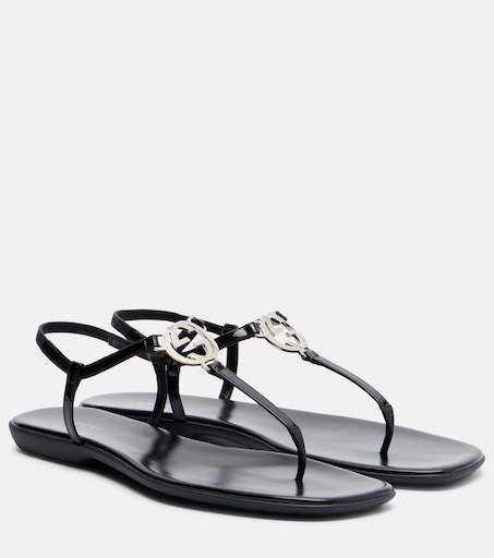 Interlocking G patent leather thong sandals in black - Gucci