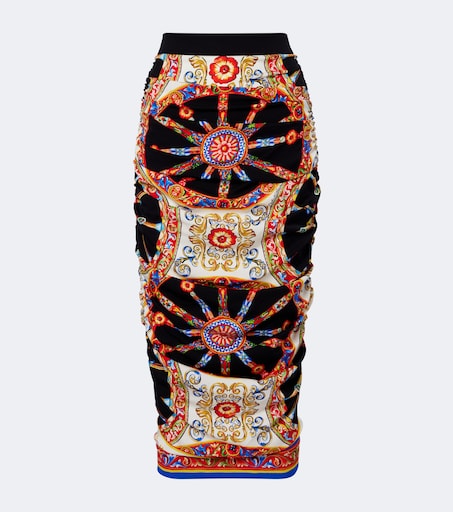 Caretto silk-blend midi skirt in multicoloured - Dolce Gabbana