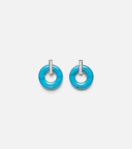 14kt gold earrings with turquoise and diamonds in blue