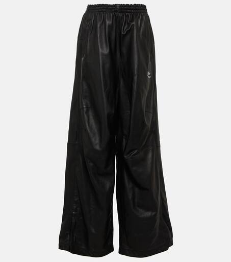 Women's Real Leather Pants High Waist Leather Wide Leg Pants Black  SmartUniverseWear