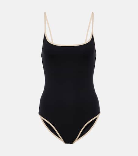 SS25【TOTEME】One Piece Monogram Swimsuit Scoop Neckline Monogram swimsuit beige – TOTEME