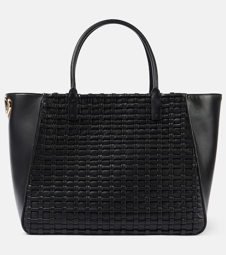 ■VALENTINO GARAVANI■VLogo Bold ラージレザートートバッグ VLogo Bold Large leather tote bag in black - Valentino