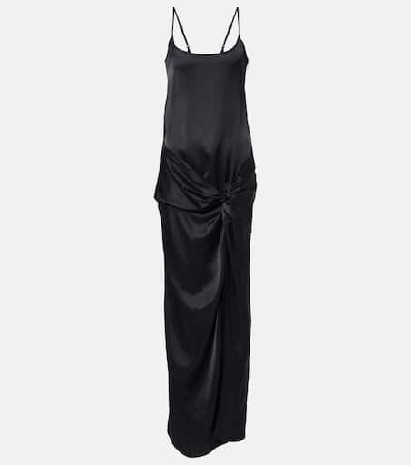 Gathered satin slip dress in black - The Attico | Mytheresa
