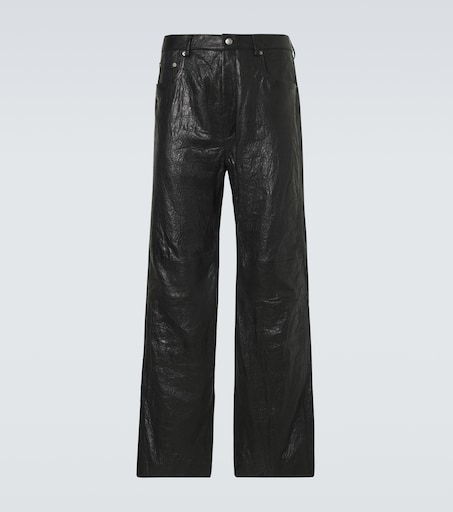 Rick Owens Leather wide-leg jeans