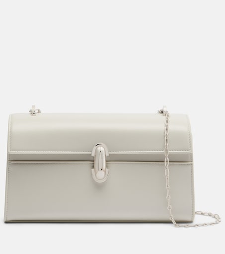 Symmetry Chain Mini leather crossbody bag in white - Savette