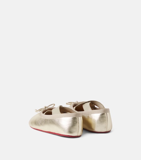 Christian Louboutin Kids 베이비 미니 카시아스티치나 가죽 발레 플랫