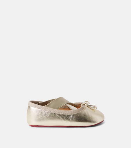 Christian Louboutin Kids 베이비 미니 카시아스티치나 가죽 발레 플랫